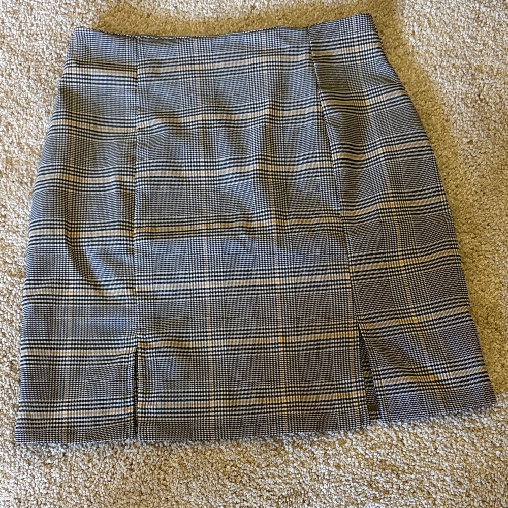 Windsor Black and Gray Plaid Mini Skirt